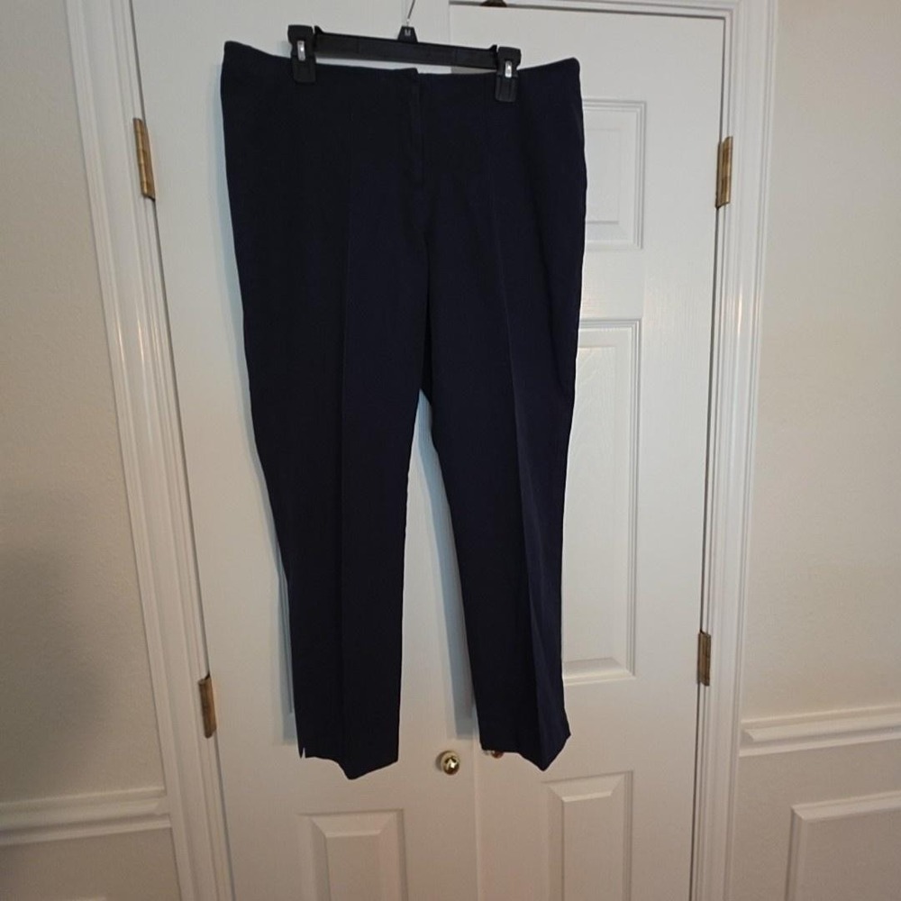 J Jill Pants Womens 14 Blue Knit Pull On Slim Ankle Slit Stretch Dress Career